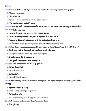 Đề cương ôn thi môn Lịch sử Khối 7